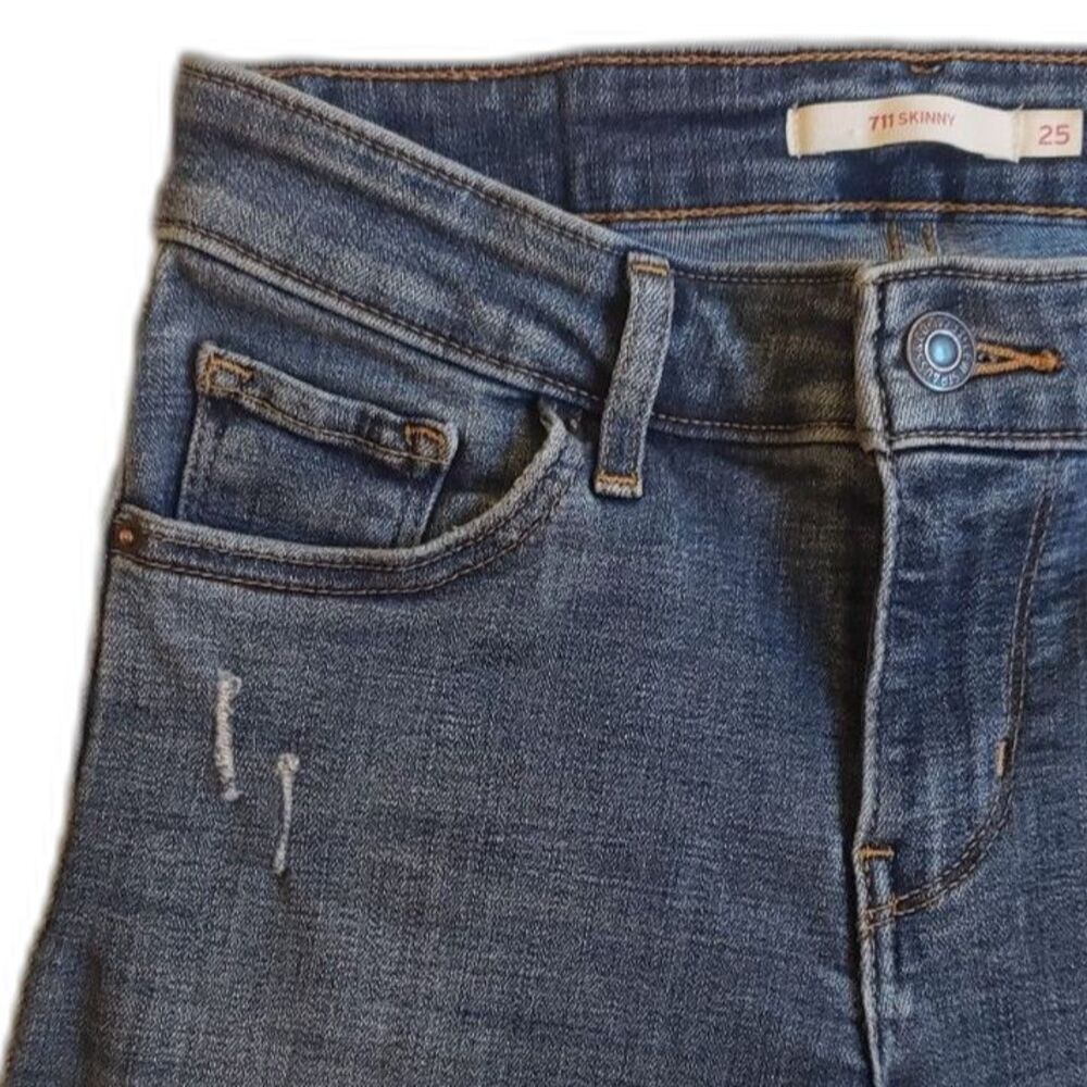 Levi's - 711 Skinny Jeans - Blue - Women Size 25 - Picture 6 of 8